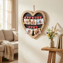 Artículo Decoración de pared portafotos corazón porta notas 10 clips 30cm