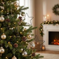 Artículo Decoración navideña estrella de metal colgante estrella decorativa negra 20cm 6 piezas