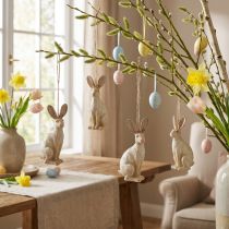 Artículo Figura conejito de pascua para colgar decoración pascua poliresina H9.5cm 4pcs