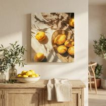 Artículo Arte de pared de limón, decoración de verano, estilo mediterráneo, marco de madera, 40 x 60 cm, decoración de pared para sala de estar