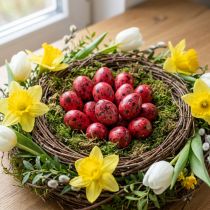 Artículo Huevo de codorniz rojo 3cm decoración Pascua 50uds