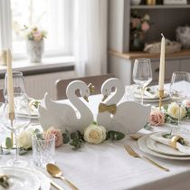 Artículo Cisnes decorativos boda madera oro blanco 12x13cm 2 piezas