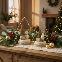 Artículo Decoración de mesa Navidad LED abeto Para batería H21cm, juego de 2