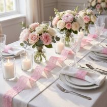 Artículo Cinta de encaje Decoración de regalo Decoración de mesa de boda Rosa W35mm L20m