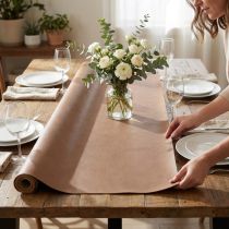 Artículo Camino de mesa de cuero de tela decorativa marrón de piel sintética 33cm×1,35m
