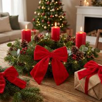 Artículo Lazo decorativo rojo para Navidad, 28 cm, 3 unidades
