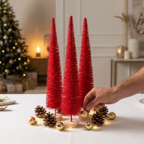 Artículo Árbol de Navidad decorativo estrecho, árbol de Navidad artificial sobre base de madera, 40 cm, 3 piezas