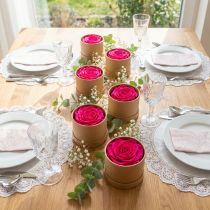 Artículo Rosas preservadas para decorar mesas, flores auténticas y sostenibles, 5 cm, 6 unidades