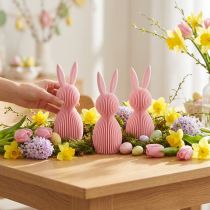Artículo Conejito de Pascua decorativo, símbolo de una decoración primaveral para el hogar, 13 cm, 3 piezas