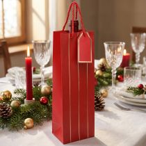 Artículo Bolsa regalo bolsa botella papel rojo oro 9×12×36cm 1ud
