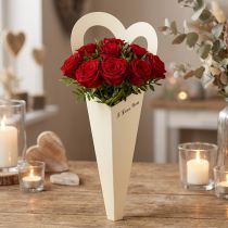 Artículo Bolsa de flores rosas embalaje de regalo crema 46cm 12 piezas