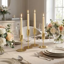 Artículo Candelabro moderno dorado de metal H10cm 4 piezas