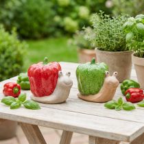 Artículo Caracoles decorativos pimiento cerámico rojo verde Al.10cm 2 piezas