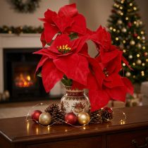 Artículo Poinsettia Estrella De Navidad Roja Artificial L55cm 2uds