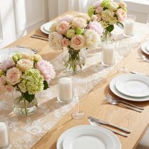 Artículo Cinta de mesa con flores camino de mesa algodón beige 15cm 3m