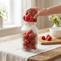 Artículo Tarro de caramelos con tapa de cerámica fresa Ø10,5cm H26cm