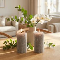 Artículo Velas unicolor gris 85x150mm 2ud