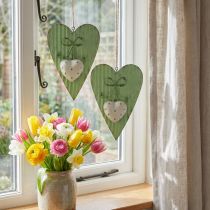 Artículo Corazón de metal, corazón decorativo para colgar, decoración de corazón H14,5cm 2 uds.