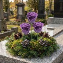 Artículo Rosas artificiales rosas de cera violeta rosas decorativas cera Ø6cm 18 piezas