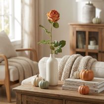Artículo Rosa artificial naranja, rosa artificial, rosa decorativa L74cm Ø7cm