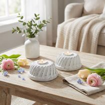 Artículo Portavelas Molde para hornear Bundt cake Shabby Chic Blanco Ø7,2cm H3cm 2uds