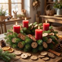 Artículo Rodajas de madera, frutas de árbol decorativas, naturales, DIY, FSC, 1-3,5 cm, 300 g