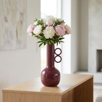 Artículo Jarrón moderno y artístico con cuello largo y asas redondas para interiores elegantes, 24 cm.