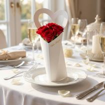Artículo Bolsa de flores rosas embalaje de regalo blanco 46cm 12 piezas