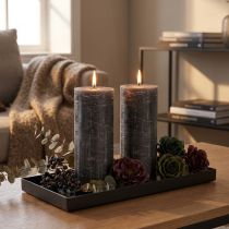 Artículo Elegantes velas de pilar antracita de 85 x 200 mm: diseño rústico, larga duración, juego de 2 para una decoración con estilo.