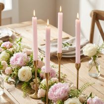 Artículo Velas cónicas, color liso, rosa claro, rosa, 22×240 mm, 12 unidades