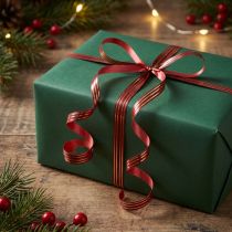 Artículo Cinta rizada cinta de regalo roja con rayas doradas 5mm 250m