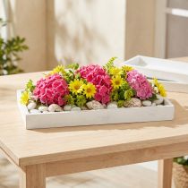 Artículo Bandeja decorativa rectangular de madera, estilo shabby chic blanco, 42×14×3 cm, 3 piezas