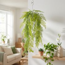 Artículo Helecho artificial colgante, un elemento decorativo llamativo para interiores, con acentos modernos, 80 cm.