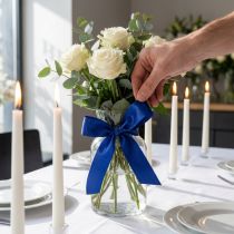Artículo Cinta de regalo, cinta decorativa, cinta de tafetán, azul oscuro, 25 mm × 50 m