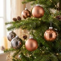 Artículo Bolas navideñas en vaso plateado albaricoque Ø7,5cm 12 piezas