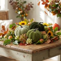 Artículo Calabaza decorativa de otoño, verde claro, verde, verde oscuro, Ø13cm, 3 piezas