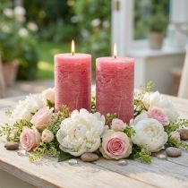 Artículo Velas de pilar rosas, teñidas por dentro, de larga duración, 85 x 150 mm, juego de 2: perfectas para decoración y regalo.