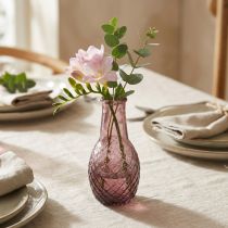 Artículo Mini Florero Florero de Vidrio Púrpura Florero de Vidrio Diamantes Ø6cm H12cm