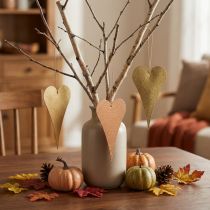 Artículo Adorno colgante deco corazones para colgar naranja/amarillo 15cm 6uds