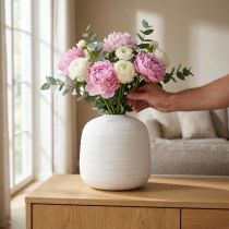 Artículo Florero, florero de cerámica, florero decorativo blanco Ø22cm H22,5cm
