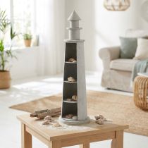 Artículo Faro Shabby Chic Crema Decoración Verano Marítimo Ø14,5cm H51cm
