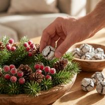 Artículo Piñas de ciprés de 3 cm, lavadas de blanco, 500 g