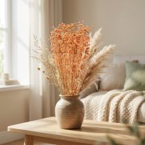Artículo Flores secas decorativas de lino color albaricoque natural, 80 g, decoración estilo boho.