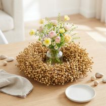 Artículo Corona decorativa bohemia, corona decorativa de lino, corona natural, seca, Ø28cm
