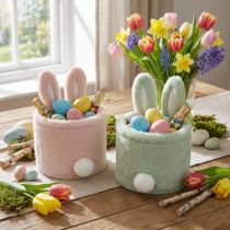 Artículo Cesta de almacenamiento de conejito de decoración de Pascua para regalos y sala de estar 18 cm 2 piezas