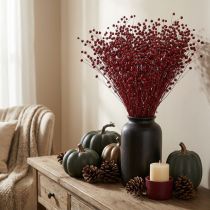 Artículo Flores secas decorativas de lino rojo burdeos, 55 cm, 80 g
