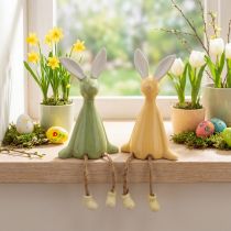 Artículo Estante decorativo de cerámica con forma de conejito de Pascua para un ambiente alegre, 22 cm, 2 piezas