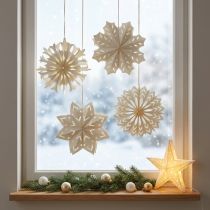 Artículo Elegantes copos de nieve de papel para la decoración de invierno y Navidad.