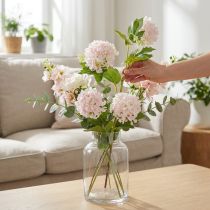 Artículo Planta de bola de nieve con flores artificiales, color rosa y blanco, 78 cm de largo, 2 unidades
