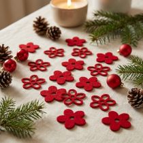 Artículo Decoración dispersa flor de fieltro rojo surtido en mezcla Ø4cm 72 piezas
